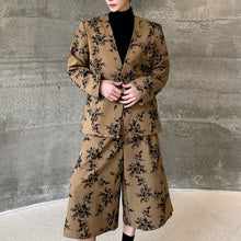 Load image into Gallery viewer, Flocked Pattern V-neck Suit Loose Cropped Pants Two-piece Suit
