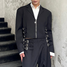 Load image into Gallery viewer, Metal Short Suit Zipper Blazer and Trousers