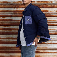 Load image into Gallery viewer, Plaid Patchwork Faux Two-piece Down Shirt Jacket