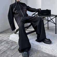 Load image into Gallery viewer, Jacket with Multiple Zippers and Wide Leg Pants Two-piece Set
