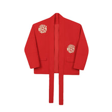 Load image into Gallery viewer, Retro Cirrus Embroidered Red Suit Jacket Wide-leg Trousers Two-piece Set