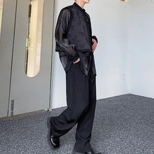 Load image into Gallery viewer, Fake Two Piece Printed Long Sleeve Organza Shirt