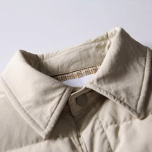 Load image into Gallery viewer, Plaid Patchwork Faux Two-piece Down Shirt Jacket