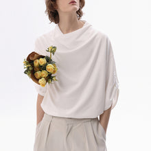 Load image into Gallery viewer, Stacked Collar Loose Solid Color T-shirt