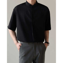 Load image into Gallery viewer, Loose Stand Collar Ice Silk Texture Casual Shirt
