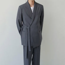 Load image into Gallery viewer, Belt Drawstring Jacket Loose Draped Pants Two-piece Suit