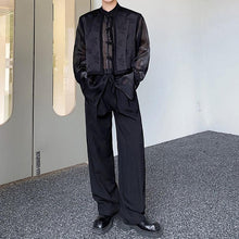 Load image into Gallery viewer, Fake Two Piece Printed Long Sleeve Organza Shirt