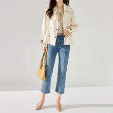 Load image into Gallery viewer, Women's Short Drawstring Cotton Trench Coat