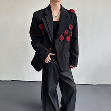 Load image into Gallery viewer, 3D Floral Padded Shoulder Double-layer Collar Blazer