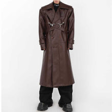 Load image into Gallery viewer, Leather Metal Button Double-layered Coat