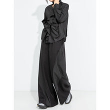 Load image into Gallery viewer, Women's Stripe Paneled Draped Loose Wide-leg Pants