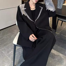 Load image into Gallery viewer, Lace Patchwork Padded Shoulder Casual Blazer