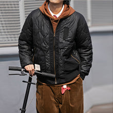 Load image into Gallery viewer, Contrast Color Diamond Pattern Thick Warm Cotton Jacket