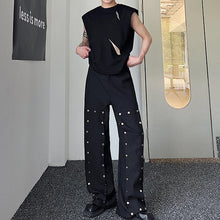 Load image into Gallery viewer, Ripped Shoulder Pads Sleeveless Tank Top