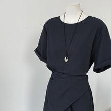 Load image into Gallery viewer, Cross-strap Short-sleeved Fitted Waist Dress