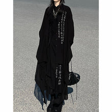 Load image into Gallery viewer, Asymmetric Hem Calligraphy Print Oversized Shirt