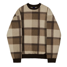 Load image into Gallery viewer, Casual Round Neck Color Block Plaid Loose Sweatshirt