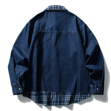 Load image into Gallery viewer, Fake Two-piece Plaid Patchwork Shirt