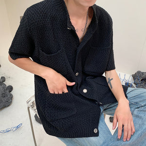 Breathable Button Knit Short Sleeve Shirt