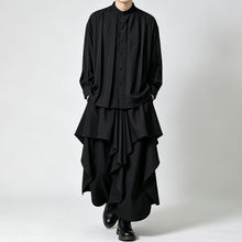 Load image into Gallery viewer, Japanese Asymmetrical Layered Ruffle Fluid Draped Wide-leg Skirt-pants