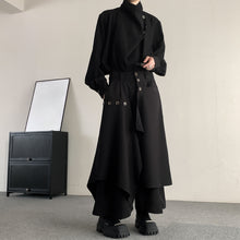 Load image into Gallery viewer, Vintage Button Asymmetric Patchwork Wide-leg Culottes