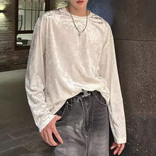 Load image into Gallery viewer, Retro Velvet Crew Neck Long Sleeve T-Shirt