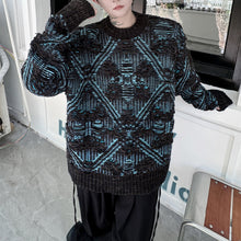 Load image into Gallery viewer, Diamond Jacquard Ripped Tassel Crewneck Sweater