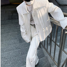 Load image into Gallery viewer, Rivet Shoulder Padded Loose Short Lapel Jacket