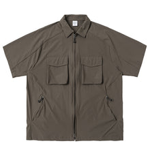 Load image into Gallery viewer, Multi-pocket Loose Two-way Zip Collar T-shirt
