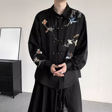 Load image into Gallery viewer, Floral and Bird Embroidered Button-down Shirt