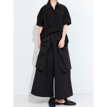 Load image into Gallery viewer, Women's Asymmetric Paneled Short Sleeve Designer Shirt