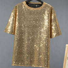 Load image into Gallery viewer, Gold Sequin Nightclub Stage T-shirt
