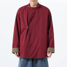 Load image into Gallery viewer, Reversible Stand Collar Frog Button Loose Hanfu Cardigan