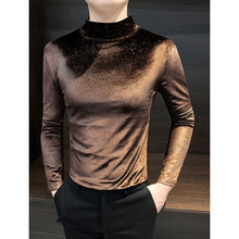 Load image into Gallery viewer, Gold Velvet Half Turtleneck Bottoming Shirt