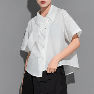 Solid Asymmetric Thin Short Sleeve T-Shirt
