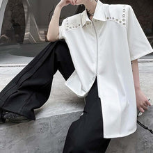 Load image into Gallery viewer, Double Zipper Shoulder Pads Short Sleeve Shirt