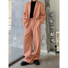 Load image into Gallery viewer, Pink Woolen Blazer and Straight Pants Two-piece Set