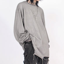 Load image into Gallery viewer, Distressed Washed Hem Hand Cut Holes Loose T-shirt