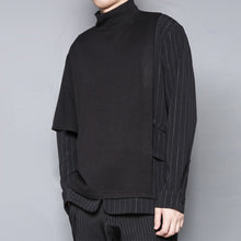 Load image into Gallery viewer, Striped Fake Two-piece Irregular Thick Plus Fleece Loose Sweatshirt
