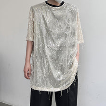 Load image into Gallery viewer, Sequined Fringed Short-sleeved T-shirt