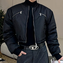 Load image into Gallery viewer, Thickened Zipper Drawstring Short Baseball Jacket