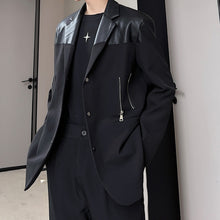 Load image into Gallery viewer, PU Leather Panel Blazer
