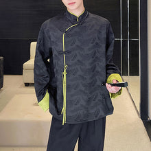 Load image into Gallery viewer, Jacquard Casual Contrast Stand Collar Loose Shirt