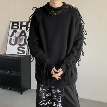 Load image into Gallery viewer, Solid Color Fringed Crew Neck Knitted Sweater