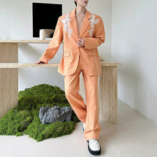 Load image into Gallery viewer, 3D Lace Floral Embroidery Suit Jacket and Loose Casual Pants Two-piece Set