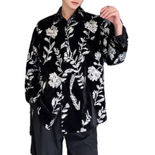 Load image into Gallery viewer, Lapel Pattern Sequin Strap Long-sleeved Shirt
