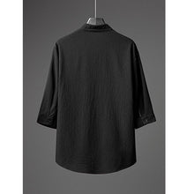 Load image into Gallery viewer, Retro Ice Silk Short Sleeve V-Neck Shirt Drawstring Trousers Two-Piece Set