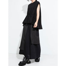 Load image into Gallery viewer, Women's Striped Spliced Elastic-waist faux Two-piece Culottes