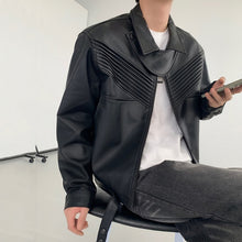 Load image into Gallery viewer, Black Leather Loose-fitting Jacket