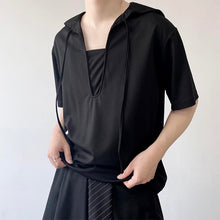 Load image into Gallery viewer, Navy Collar Tie Short Sleeve T-Shirt